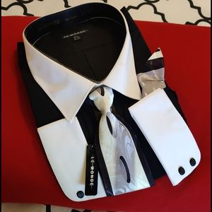 👔4pc Tutone Dress Shirt